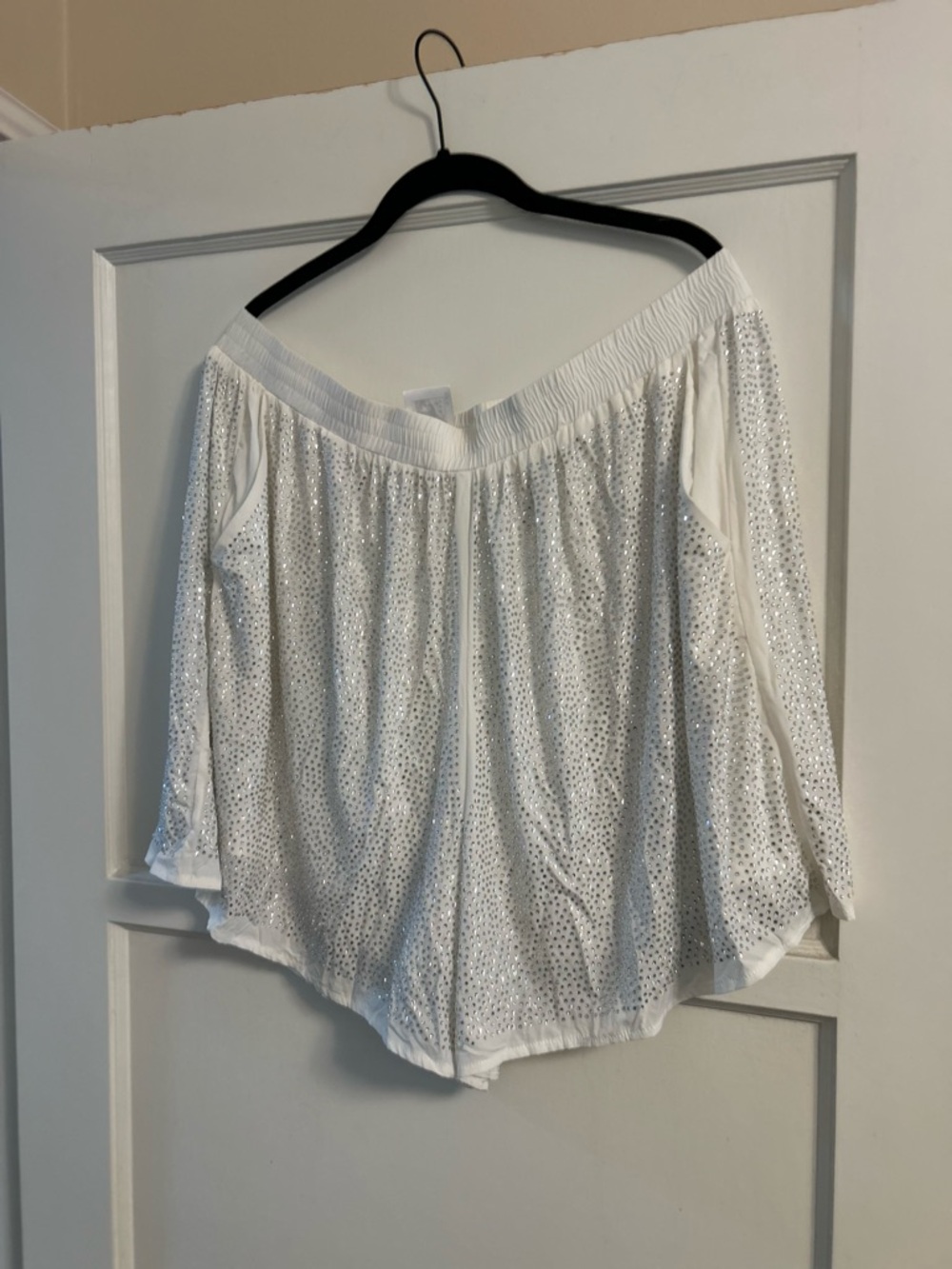 Queen of Sparkles rhinestone shorts, white, 2XL